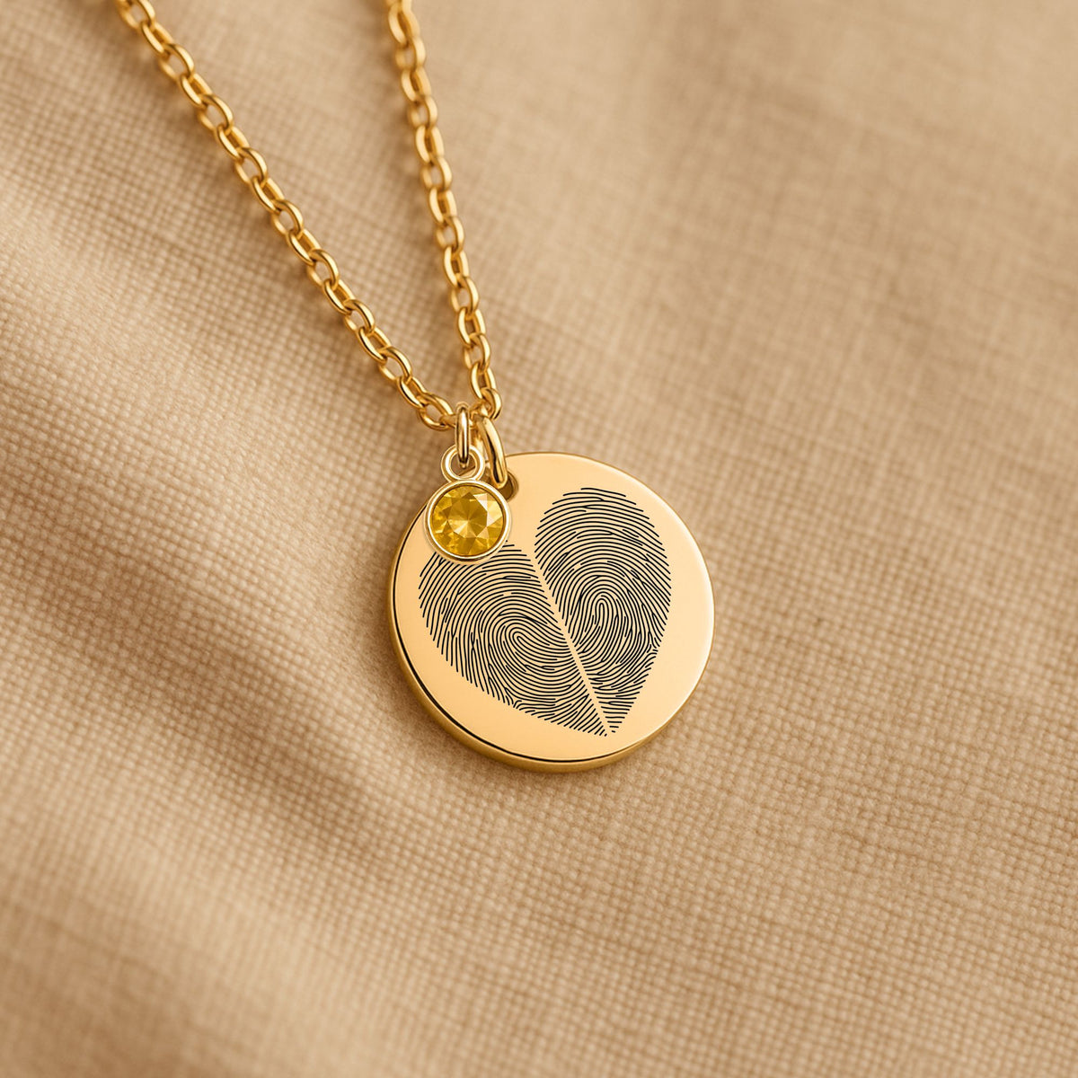 Personalized Fingerprint Heart Necklace with Birthstone ❤️