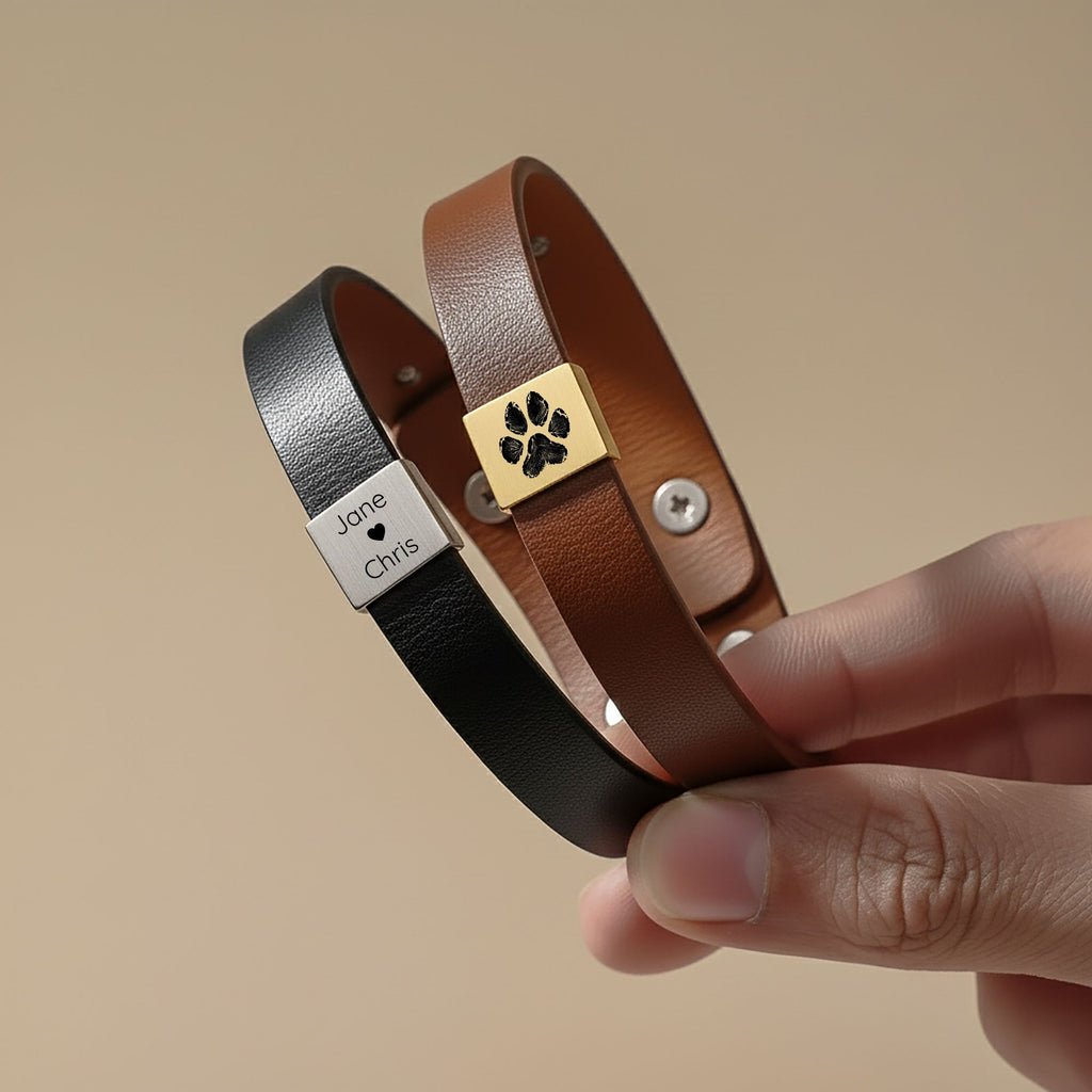 Engrave Anything Personalized Leather Bracelet 🤎