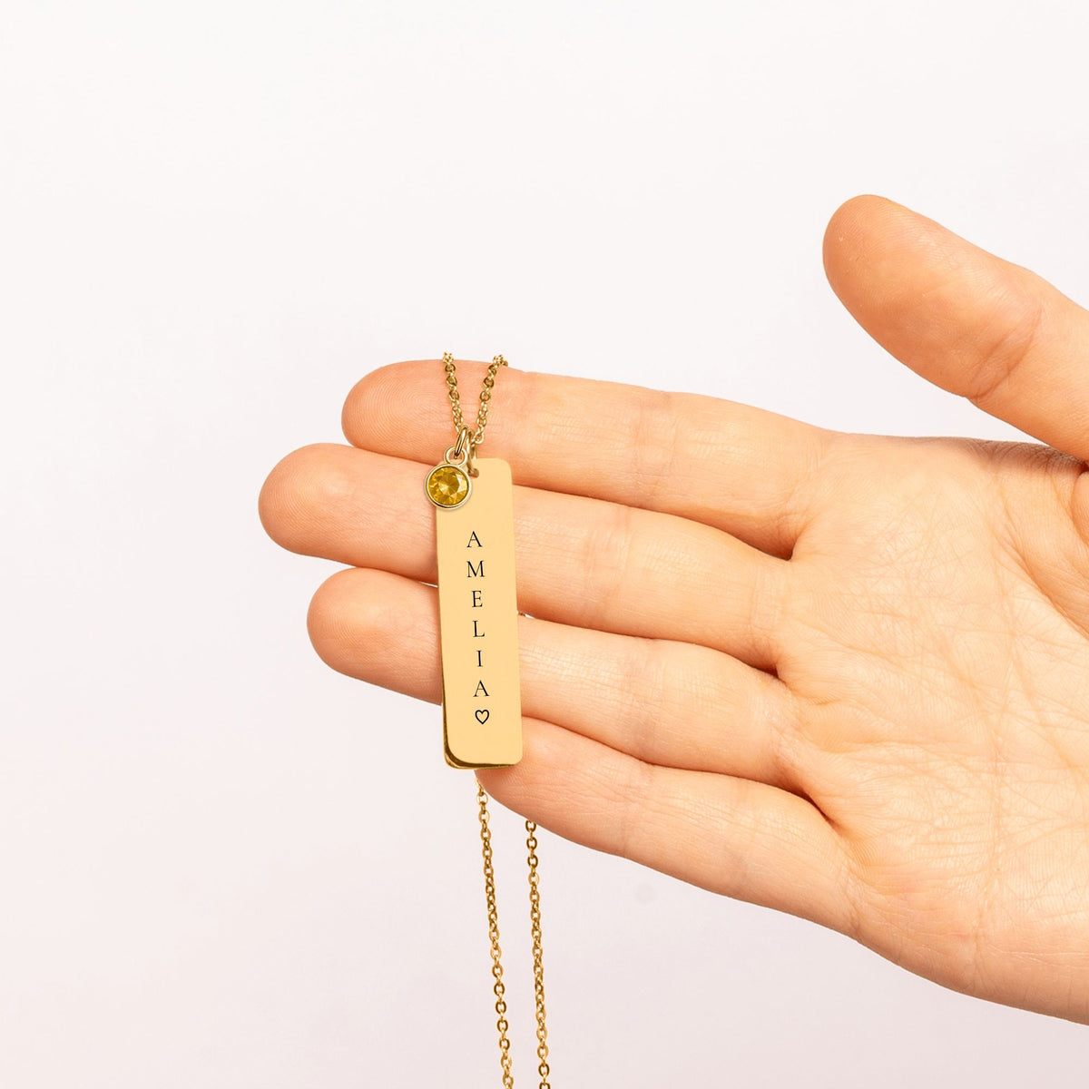 Personalized Vertical Name Necklace with Birthstone 💎