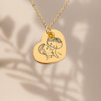 Personalized Photo Heart Necklace with Birthstone 💛