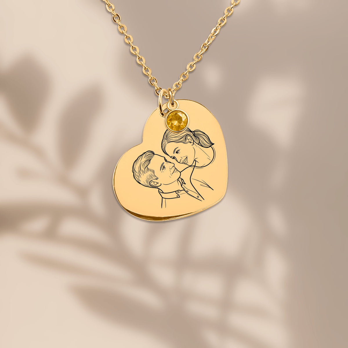Personalized Photo Heart Necklace with Birthstone 💛