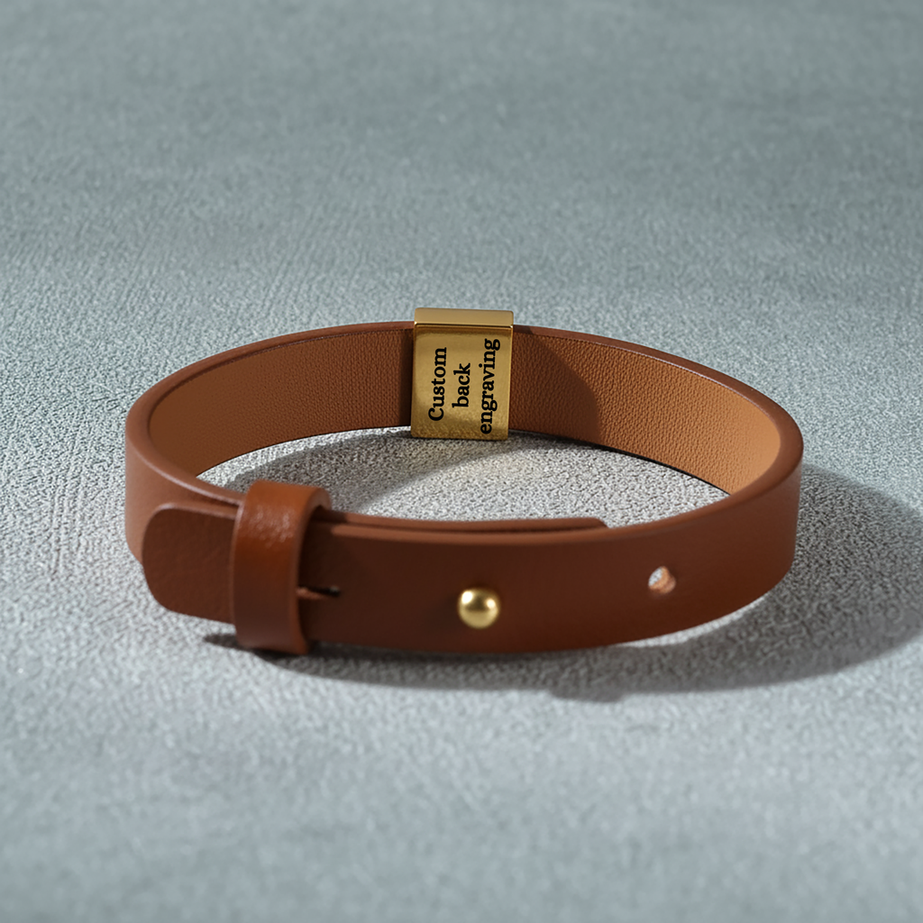Engrave Anything Personalized Leather Bracelet 🤎